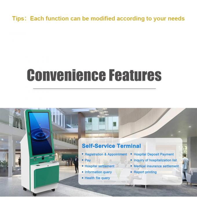 43 Inch Android Self Service Cash Register Ticket Vending Machine A4 ...